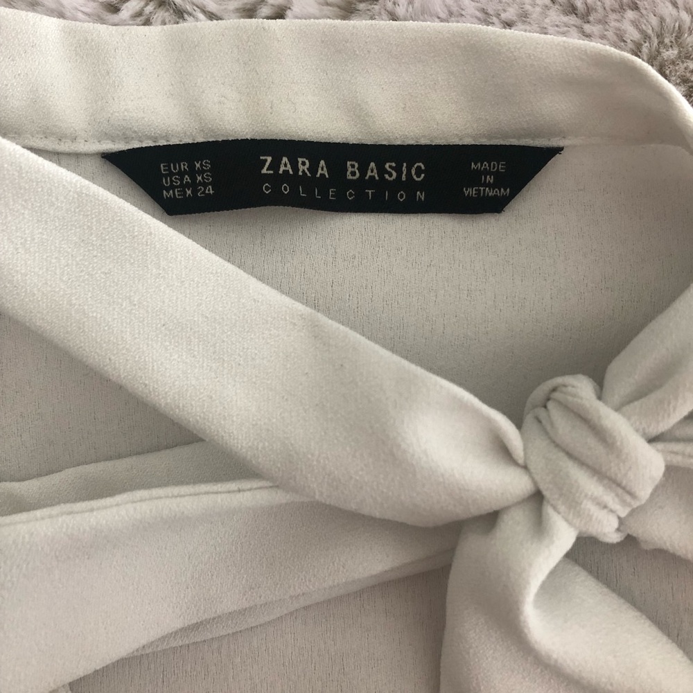Zara Basic Collection White Tie Blouse - image 5